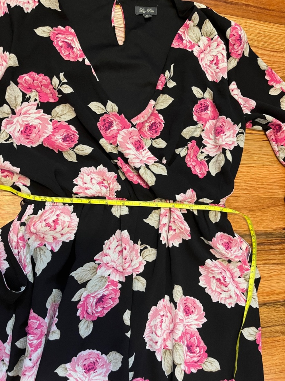 Lily Rose XS floral Black Rose romper Cut Trumpet Sleeve Victorian - Picture 11 of 13